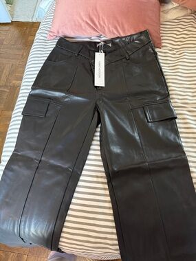 Naked Wardrobe Faux Leather Cargo Pants - Black
